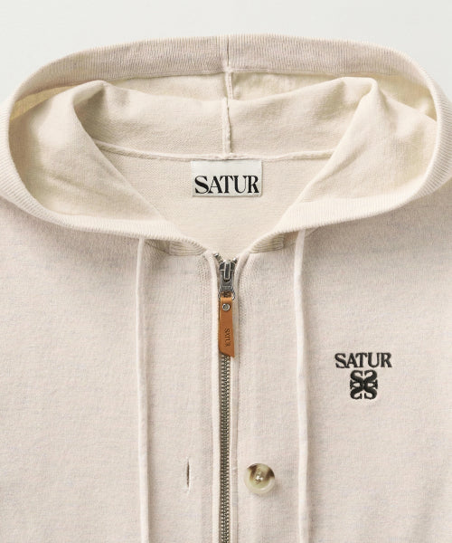 (W) Classic Knit Hood Zip-up Oatmeal