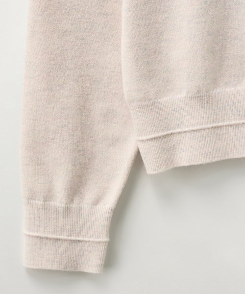 (W) Classic Knit Hood Zip-up Oatmeal