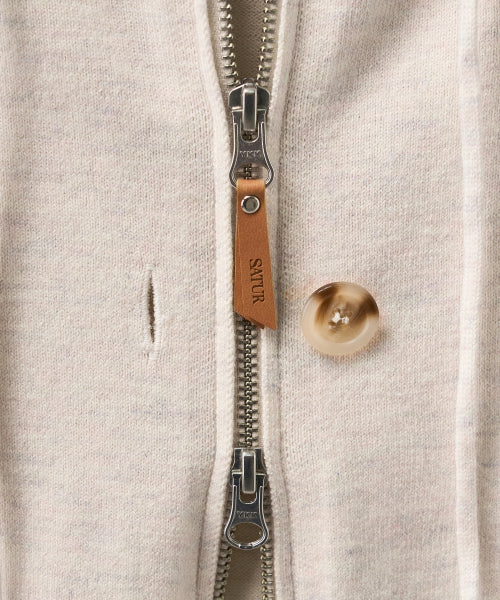 (W) Classic Knit Hood Zip-up Oatmeal