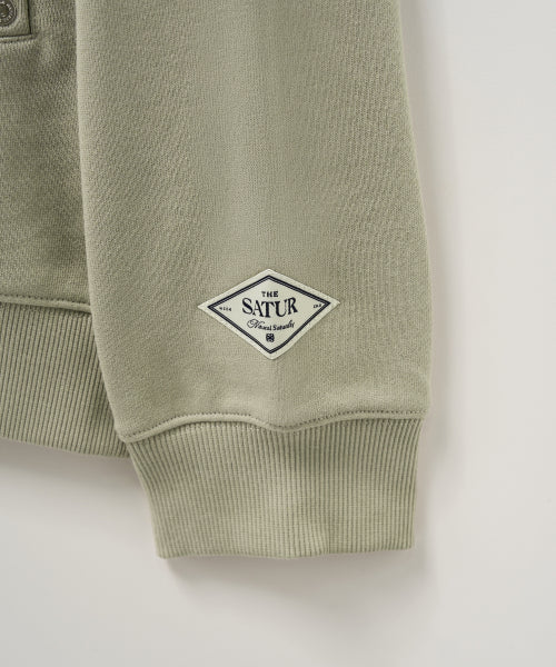 Satur Applique Round Neck Hoodie Sage Green