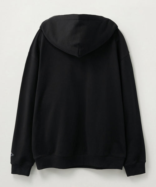 Satur Applique Round Neck Hoodie Black