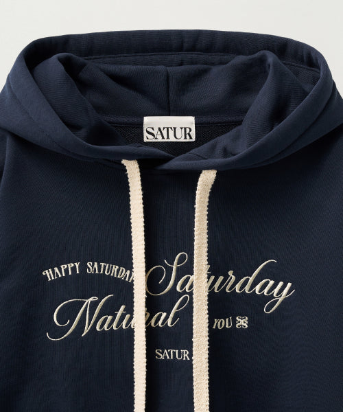 (W) Natural Saturday Crop Hoodie Navy