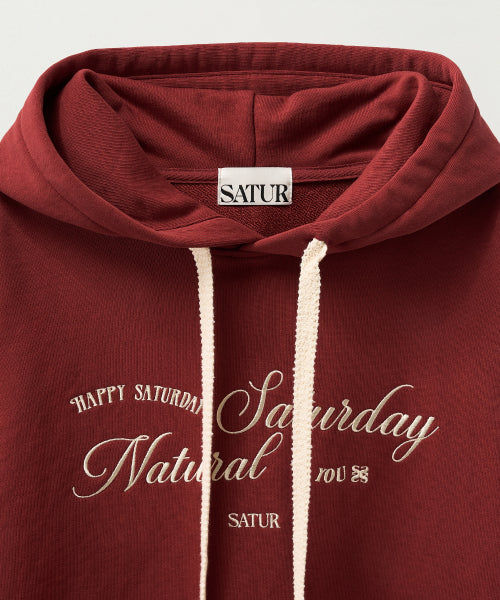 (W) Natural Saturday Crop Hoodie Burgundy