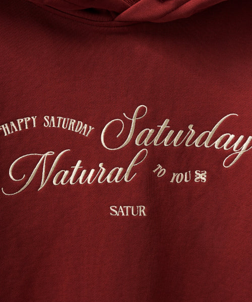 (W) Natural Saturday Crop Hoodie Burgundy