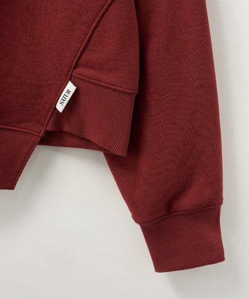 (W) Natural Saturday Crop Hoodie Burgundy