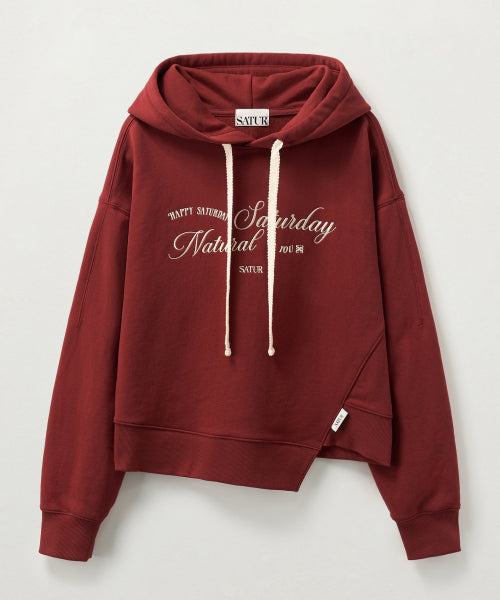 (W) Natural Saturday Crop Hoodie Burgundy
