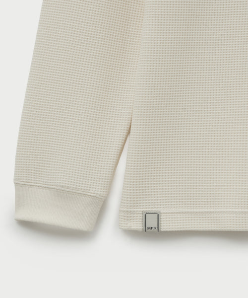 Waffle Henry Neck T-shirt Cream