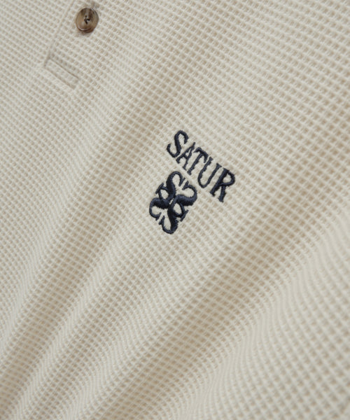 Waffle Henry Neck T-shirt Cream