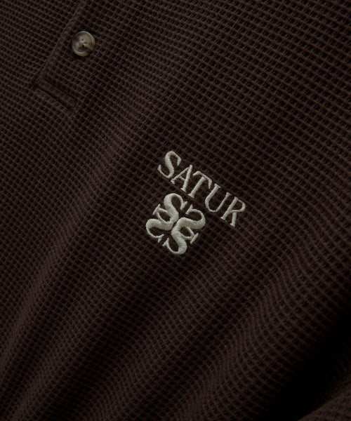 Waffle Henry Neck T-shirt Brown