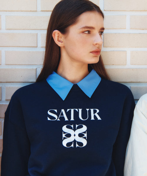 (W) Classic Logo Crop Sweatshirt Navy