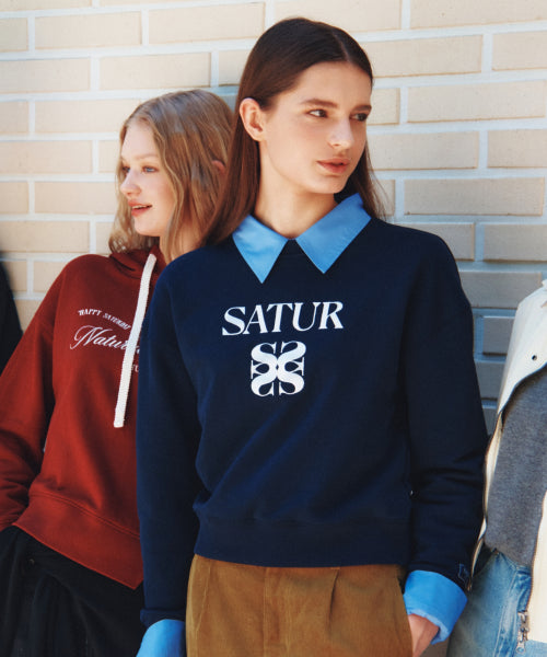 (W) Classic Logo Crop Sweatshirt Navy