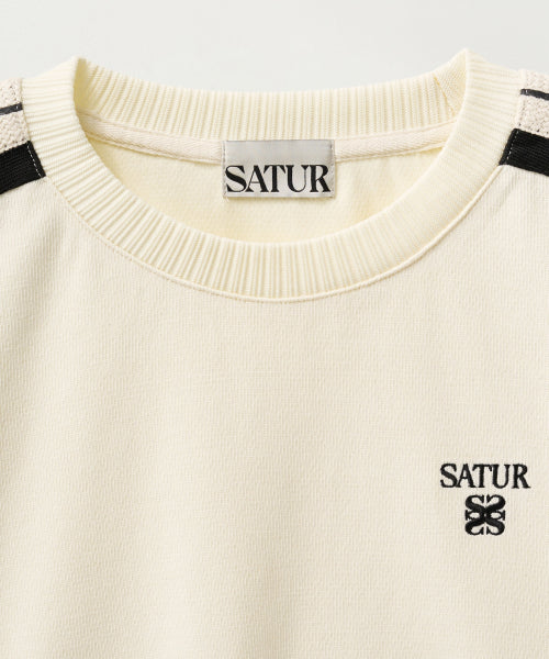 (W) Lawton Crop Sweatshirt Cream Black