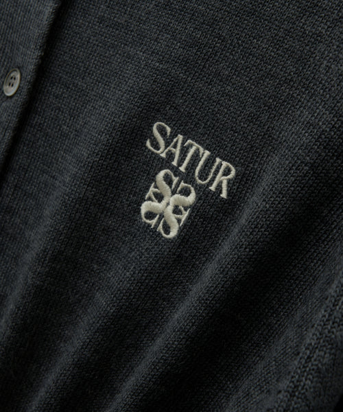 (W) Loren Basic Crew Neck Fine Cardigan Charcoal