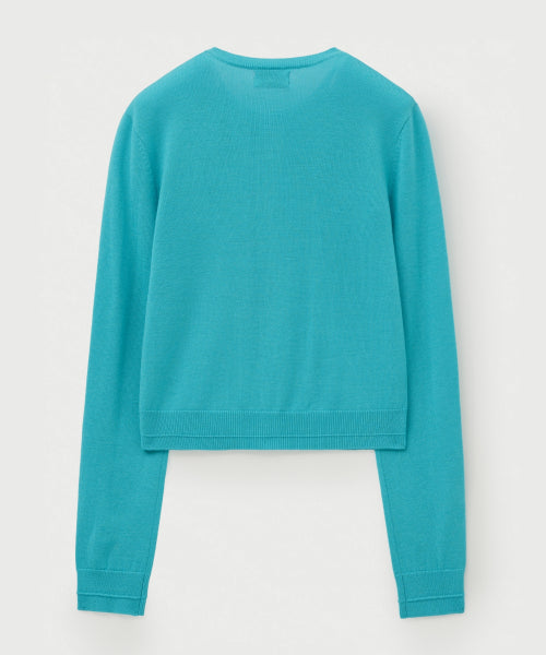 (W) Loren Basic Crew Neck Fine Cardigan Blue