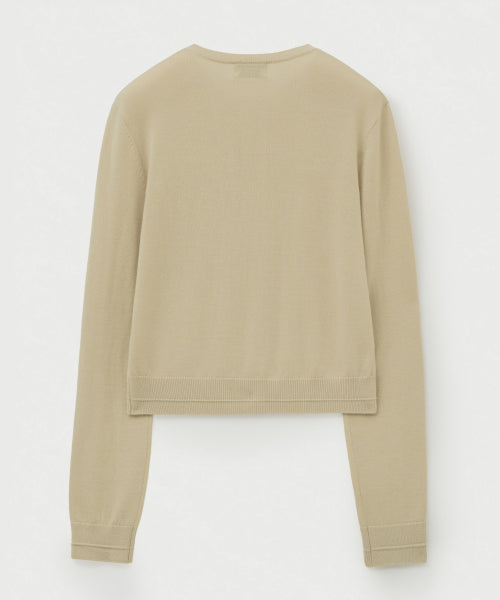 (W) Loren Basic Crew Neck Fine Cardigan Beige