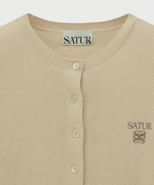 (W) Loren Basic Crew Neck Fine Cardigan Beige