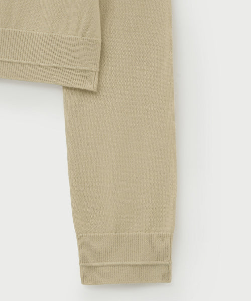 (W) Loren Basic Crew Neck Fine Cardigan Beige