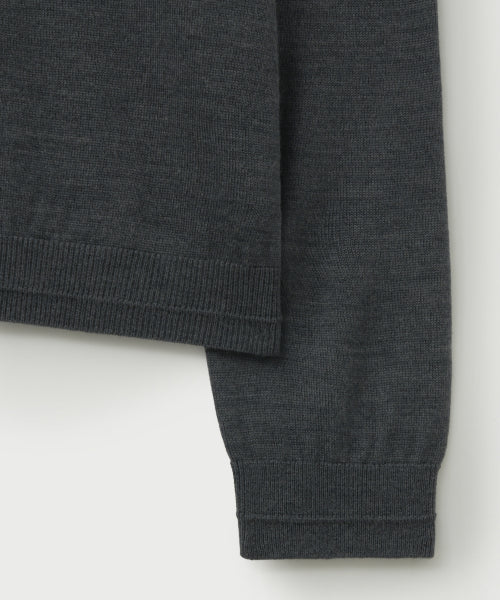 Loren Basic Crew Neck Fine Cardigan Charcoal