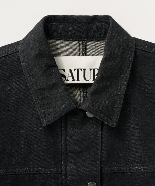 (W) Nonfade Denim Half Single Jacket Black