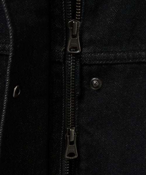 (W) Nonfade Denim Half Single Jacket Black