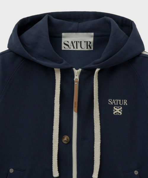 Lawton Loose Fit Hood Zip-up Navy