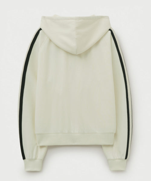Lawton Loose Fit Hood Zip-up Cream Black