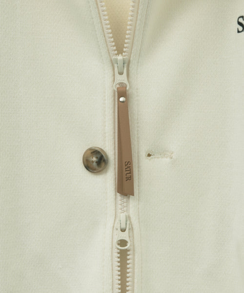 Lawton Loose Fit Hood Zip-up Cream Black