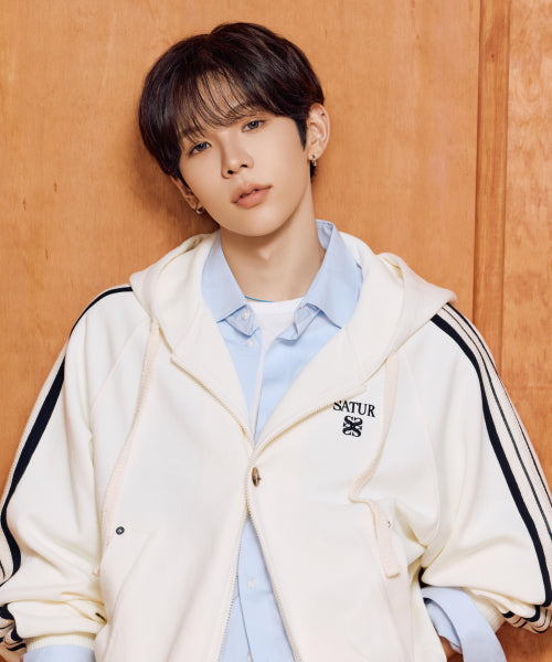 Lawton Loose Fit Hood Zip-up Cream Black