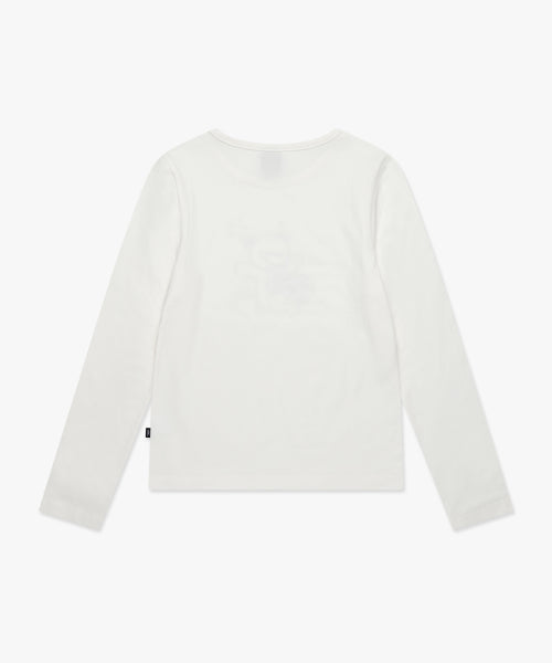 WM DOODLE BEAR LONG SLV TEE white