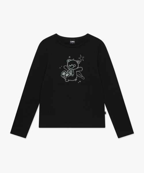 WM DOODLE BEAR LONG SLV TEE black
