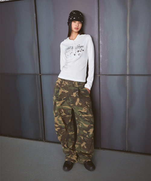 WM BUTTON HOODED LONG SLV TEE white