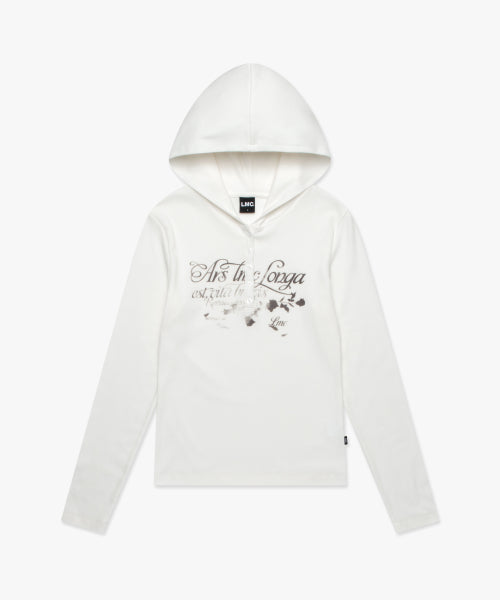 WM BUTTON HOODED LONG SLV TEE white