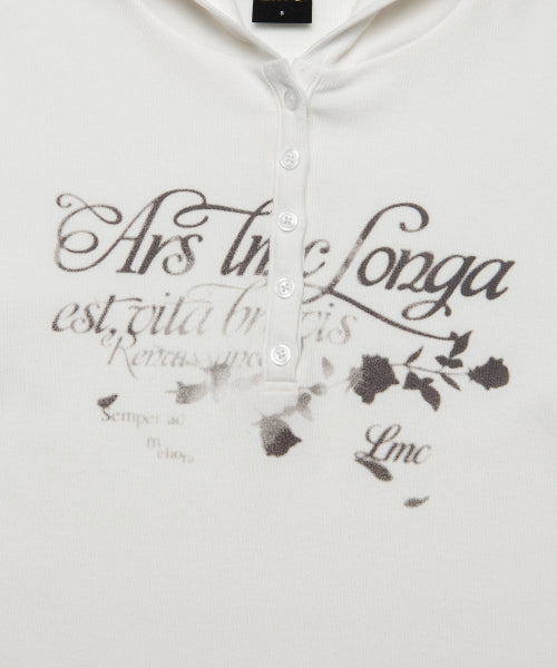 WM BUTTON HOODED LONG SLV TEE white
