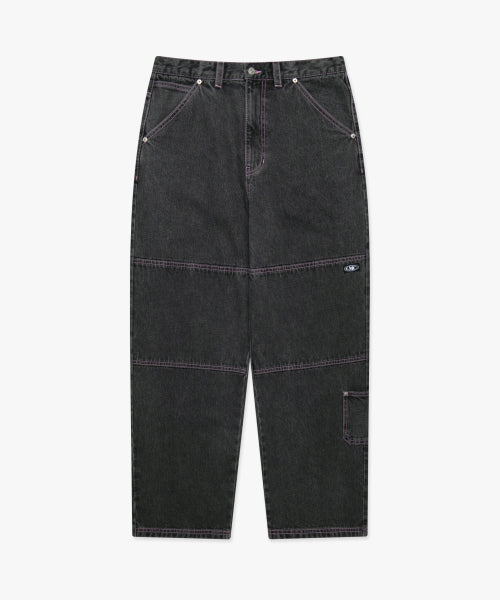 CNTRST ST DOUBLE KNEE DENIM PANTS gray