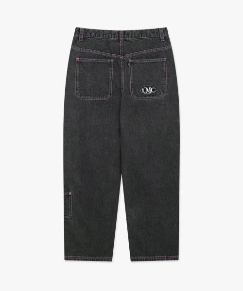 CNTRST ST DOUBLE KNEE DENIM PANTS gray