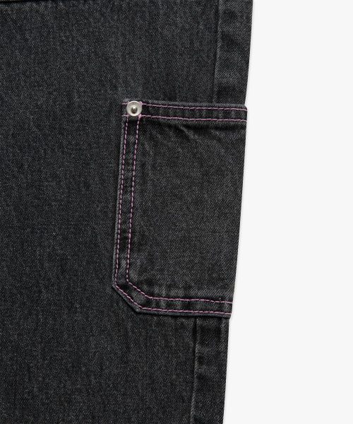 CNTRST ST DOUBLE KNEE DENIM PANTS gray