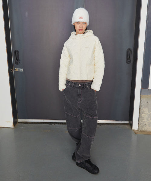 CNTRST ST DOUBLE KNEE DENIM PANTS black