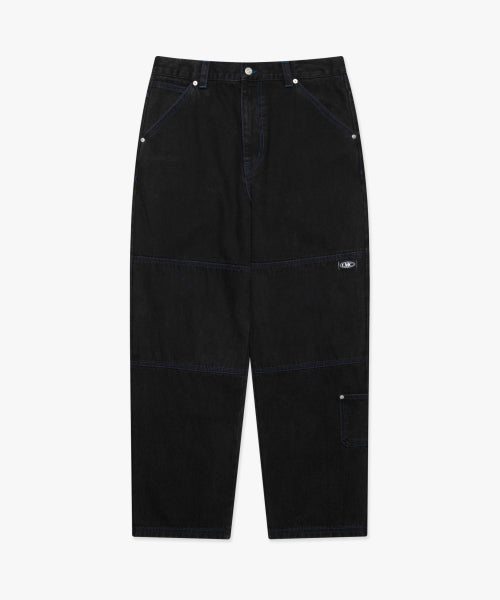 CNTRST ST DOUBLE KNEE DENIM PANTS black