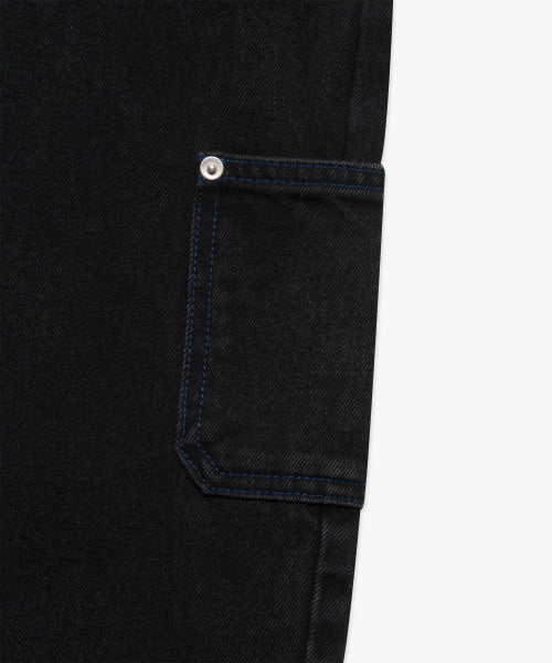 CNTRST ST DOUBLE KNEE DENIM PANTS black