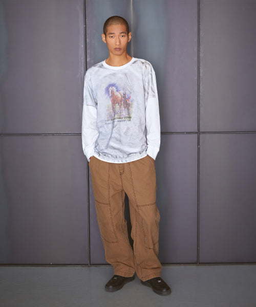 TROMPE L OEIL LONG SLV TEE gray