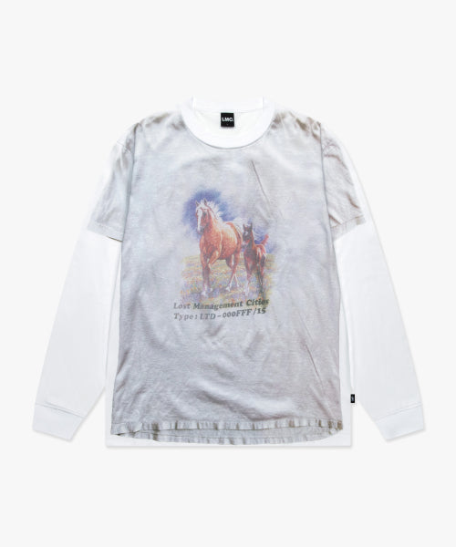 TROMPE L OEIL LONG SLV TEE gray
