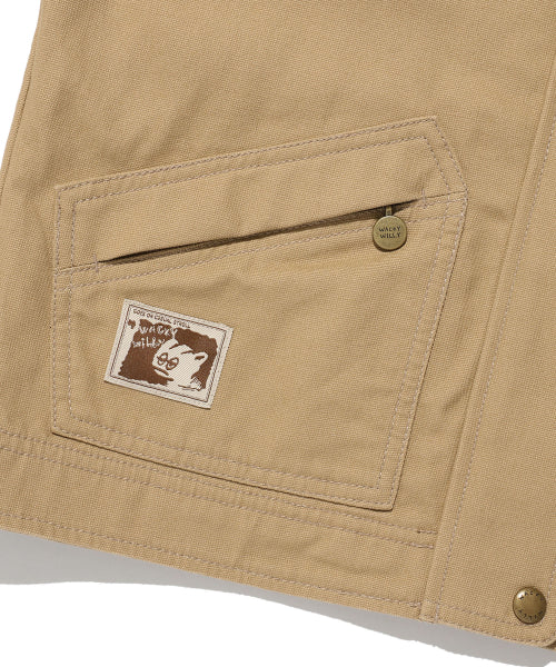 Women's Collar Color Washing Cotton Jacket Beige