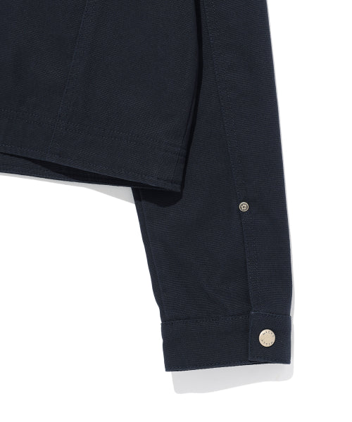Women's Collar Color Washing Cotton Jacket Navy