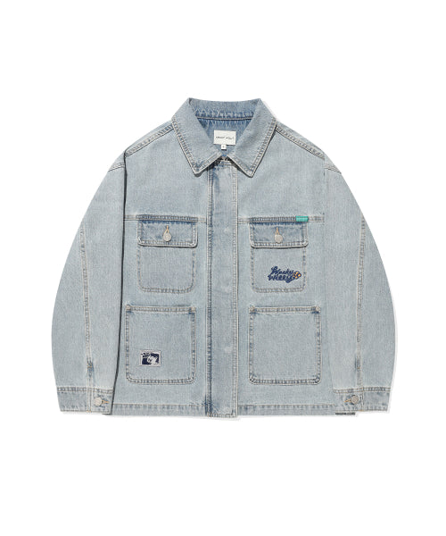 Women's pocket light denim jacket blue