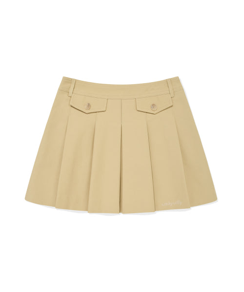Women's Cotton Pleats Skirt Beige
