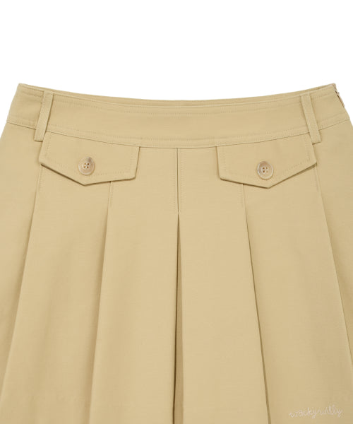 Women's Cotton Pleats Skirt Beige