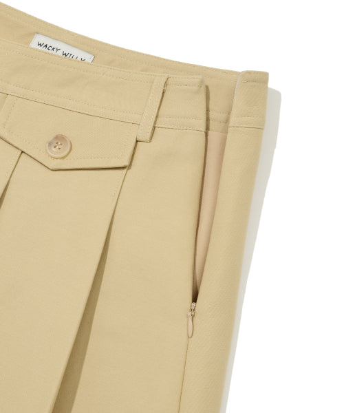 Women's Cotton Pleats Skirt Beige