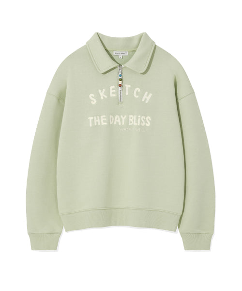 Women's Lettering Cara Half Zip-Up Green