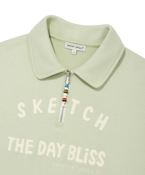 Women's Lettering Cara Half Zip-Up Green