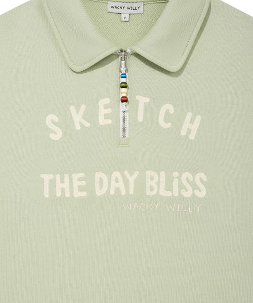 Women's Lettering Cara Half Zip-Up Green